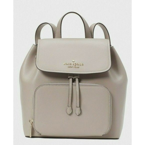 New Kate Spade Darcy Medium Flap Backpack Refined Grain Leather Warm Taupe - Picture 1 of 4